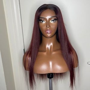 Burgundy closure wig